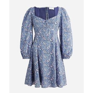 J. Crew Blue Paisley Long Sleeve Dress